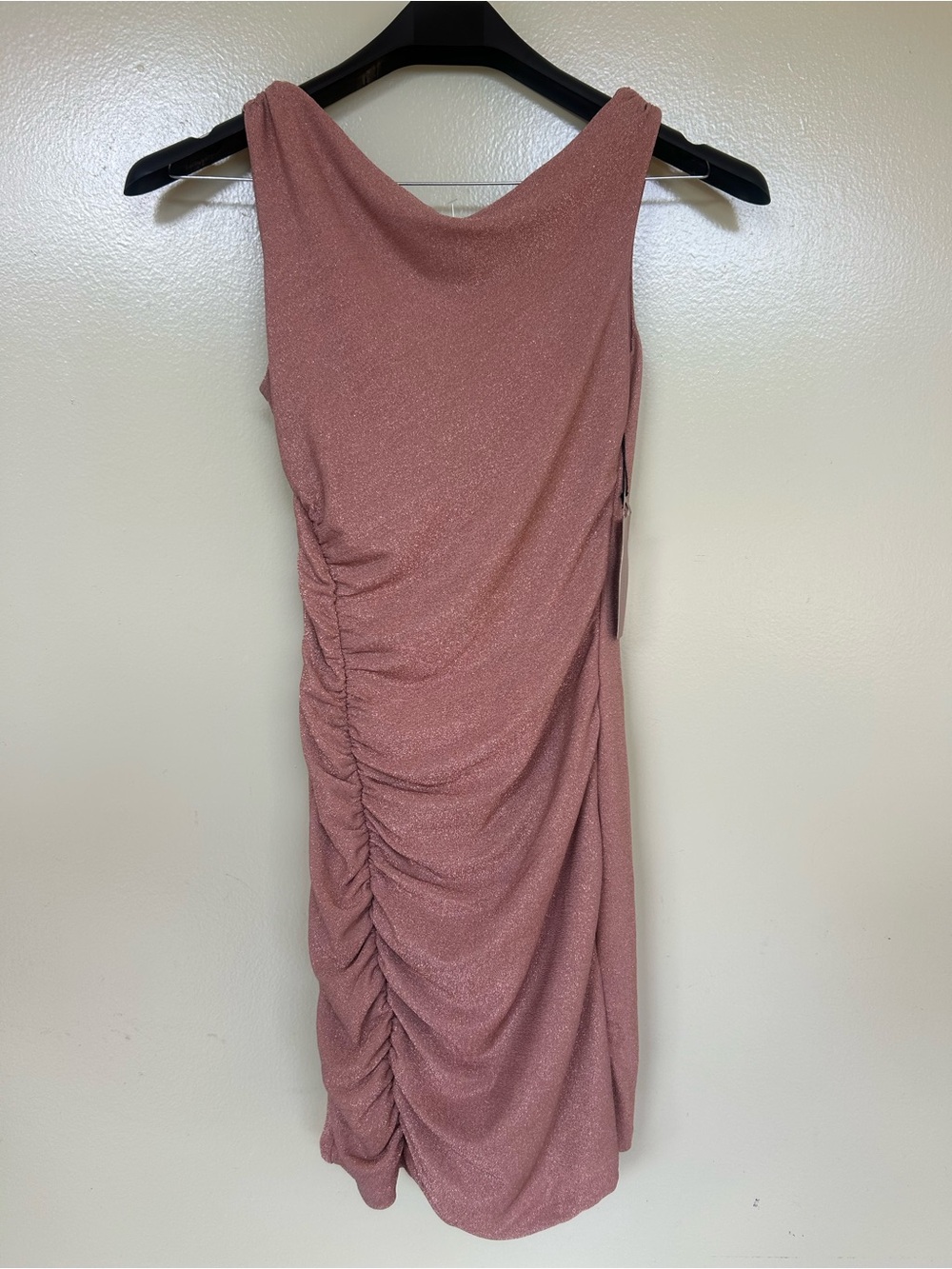 Haute Monde Sleeveless Ruched Midi Dress in Dusty Rose Pink